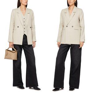 NWT Anine Bing Diana Blazer Jacket Oversized Linen Blend Sz XS Beige